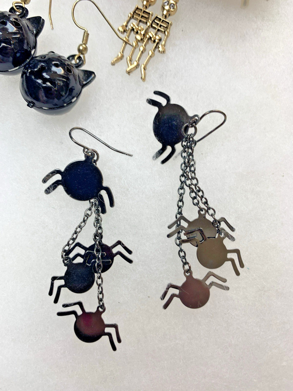 Halloween Jewelry Lot 8 Pairs Earrings Ghost Bat Spider Pumpkin Skeleton Cat