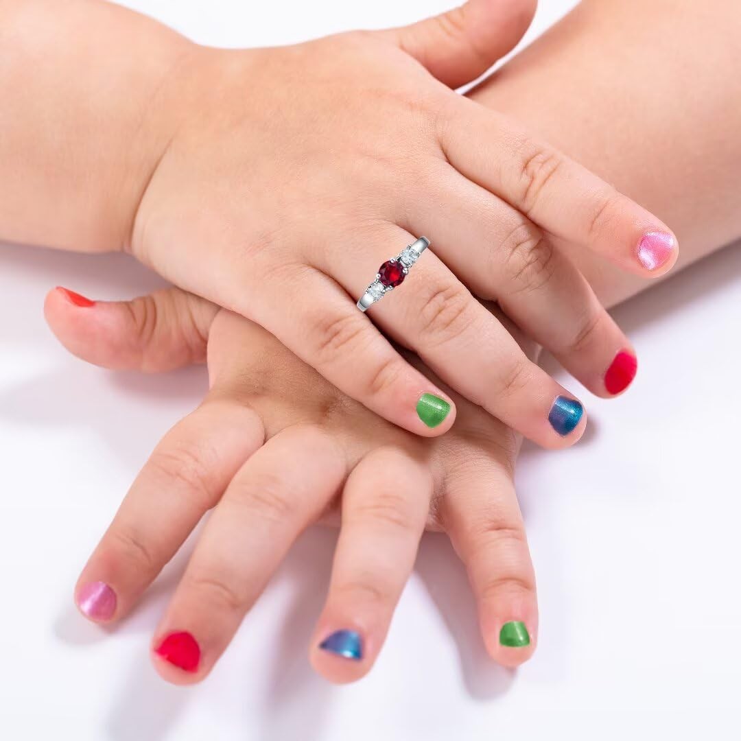 Kids Rings for Teen Girls Birthstone Rings Size 1 2 3 4 Birthday Gifts Stainl…