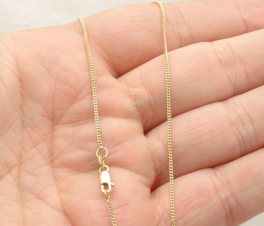 1mm Solid Miami Cuban Curb Link Chain Necklace Real 10K Yellow Gold 16″ ~ 20″