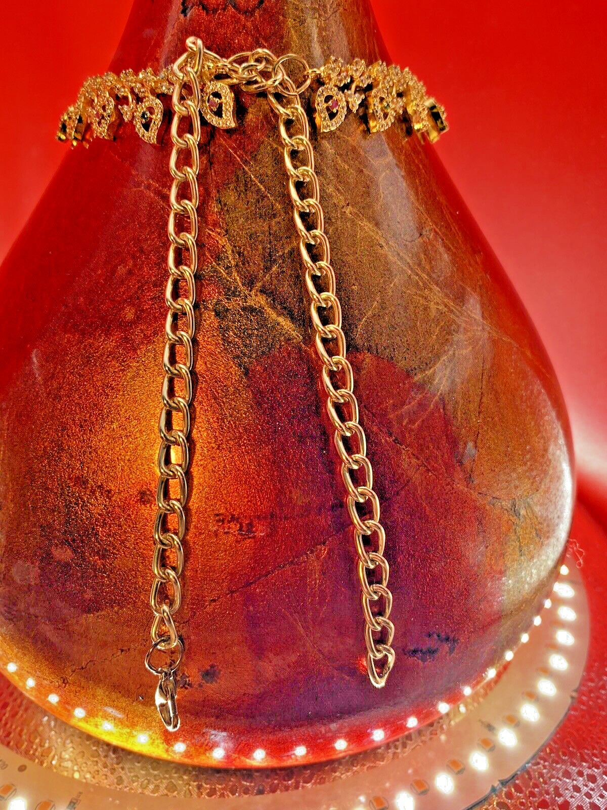 Indian Formal Temple Necklace Traditional Red Green Jewels Bollywood “Maya”