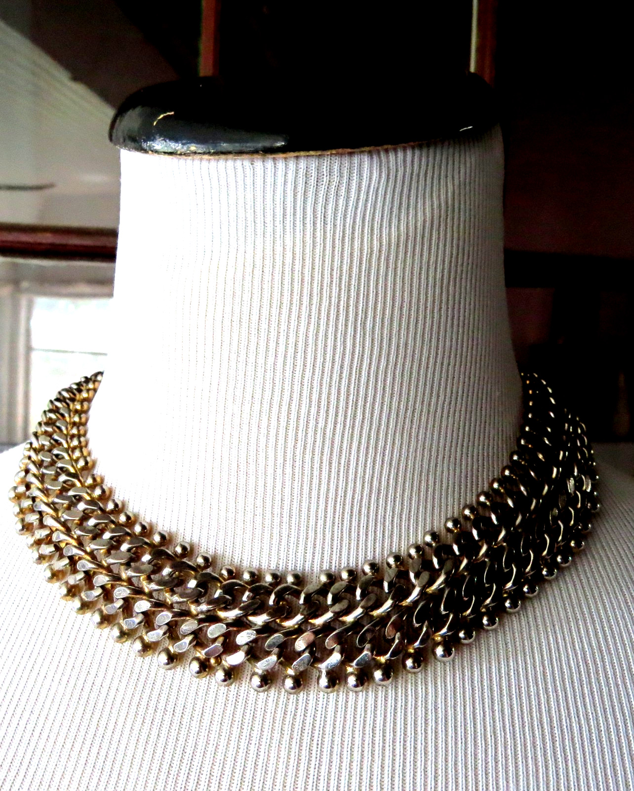 Gold Tone one side silver tone other side Curb Link Chain Necklace choker HEAVY