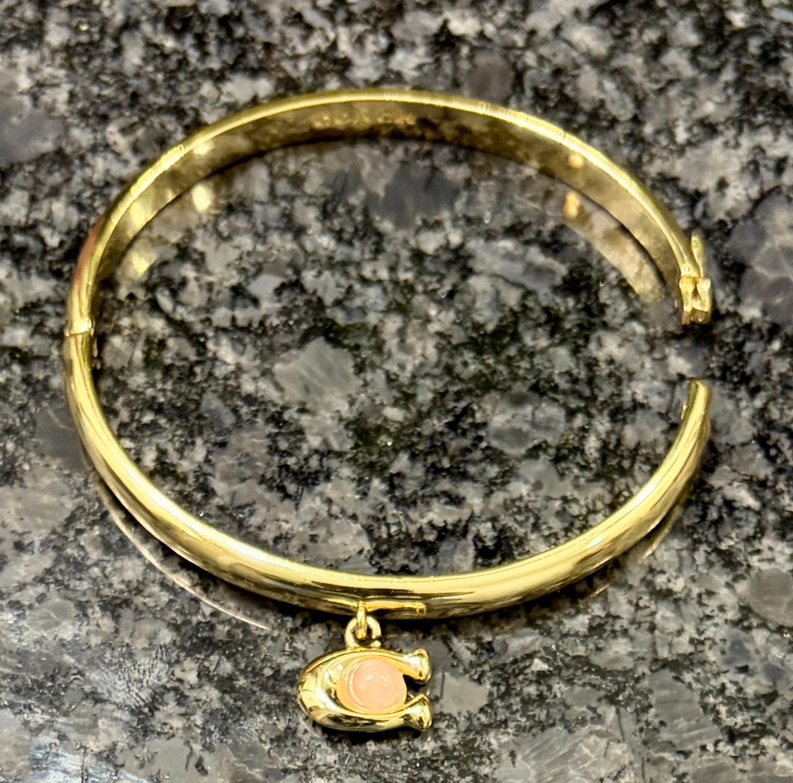 Coach Charm Gold Hinge Bangle Bracelet (One Size) New