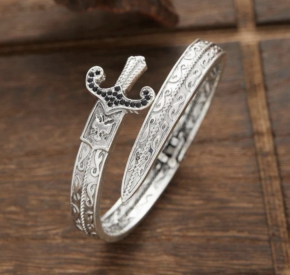 Medieval Sword Cuff Bracelet Gothic Viking Silver Bangle Punk Jewelry Gift