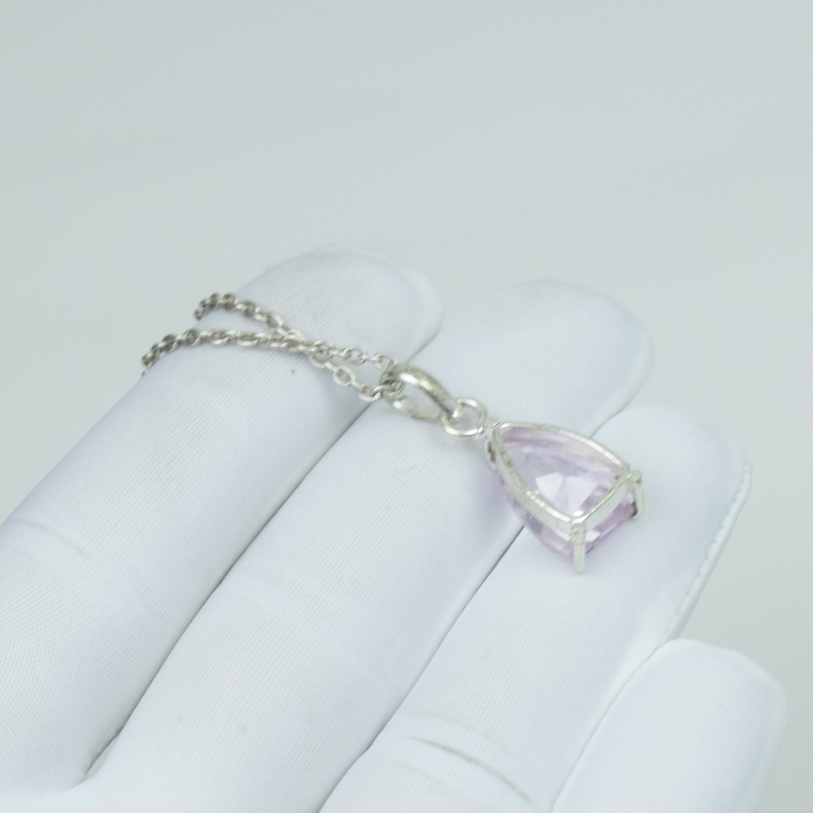Fancy Cut Loose Gemstone Jewelry, 15Cts Pink Kunzite Sterling Silver Necklace,