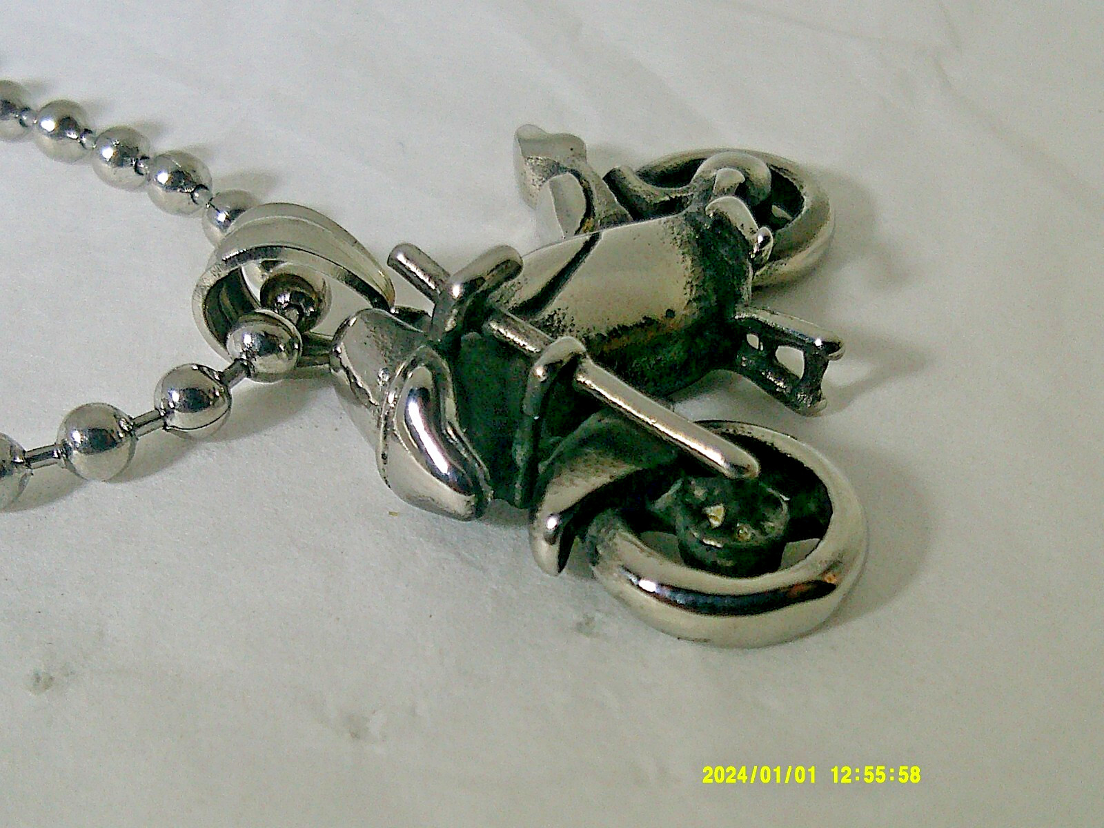 MOTORCYCLE PENDANT CHARM WITH CHAIN IN STAINLESS STEEL HIGH POLISHED