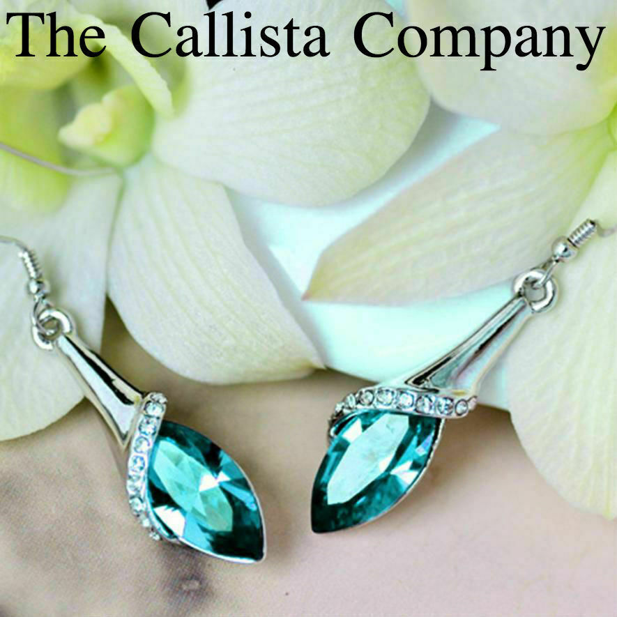 THE CALLISTA COMPANY, 6.24 CT MARQUISE CUT SILVER EARRINGS FOR WOMEN (BLUE)