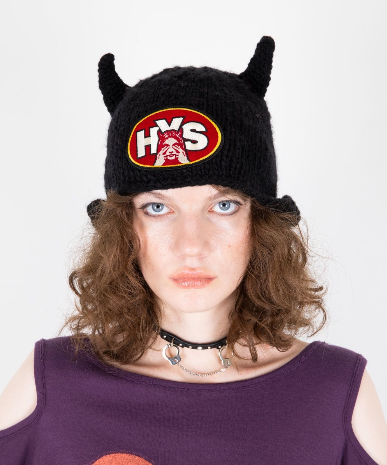 HYSTERIC GLAMOUR WOMEN HANDCUFFS Leather Choker Black Japan Authentic Japan