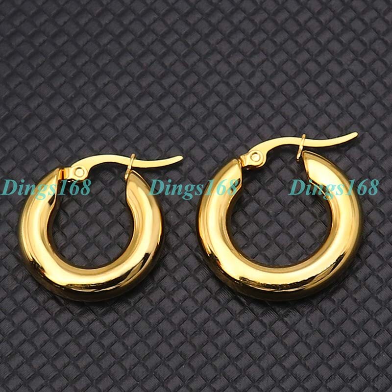 Real 18K Yellow Gold Filled Tarnish-Free 20mm/0.8″ Small Solid Hoop Earring C141