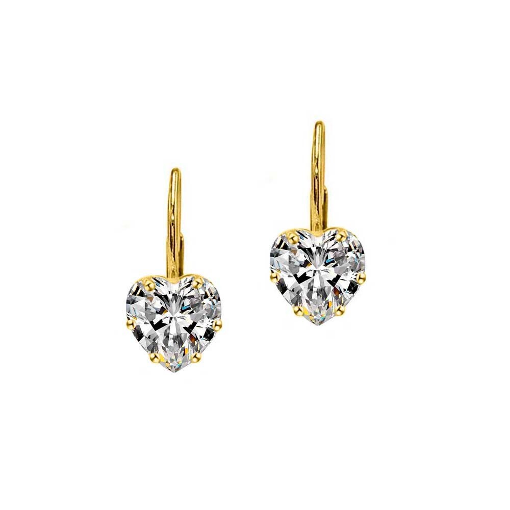2.00CTTW 925 Sterling Silver CZ Gold Leverback Earrings For Women – 3 Styles