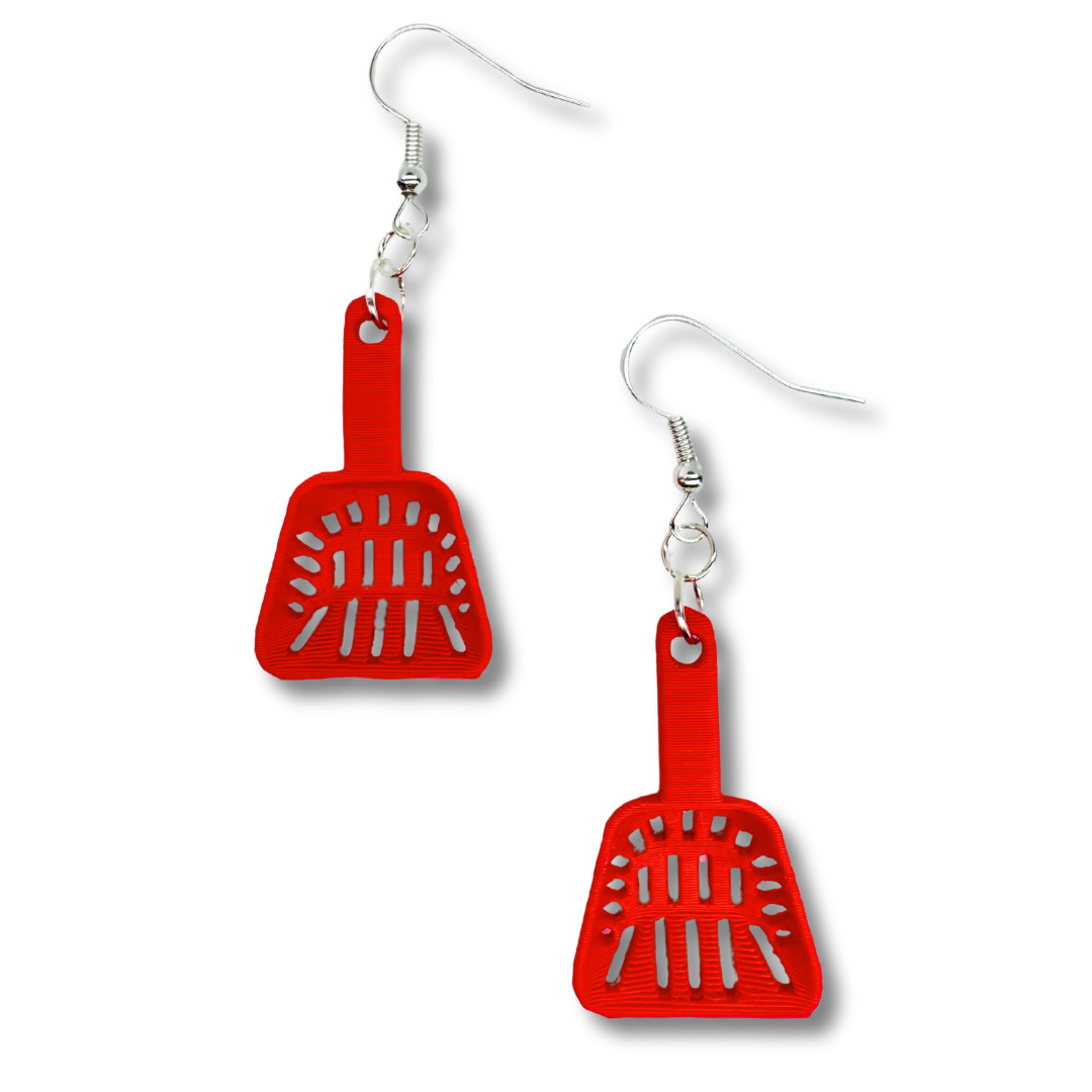 Cat Litter Scooper Earrings Weird 3D Printed Jewelry