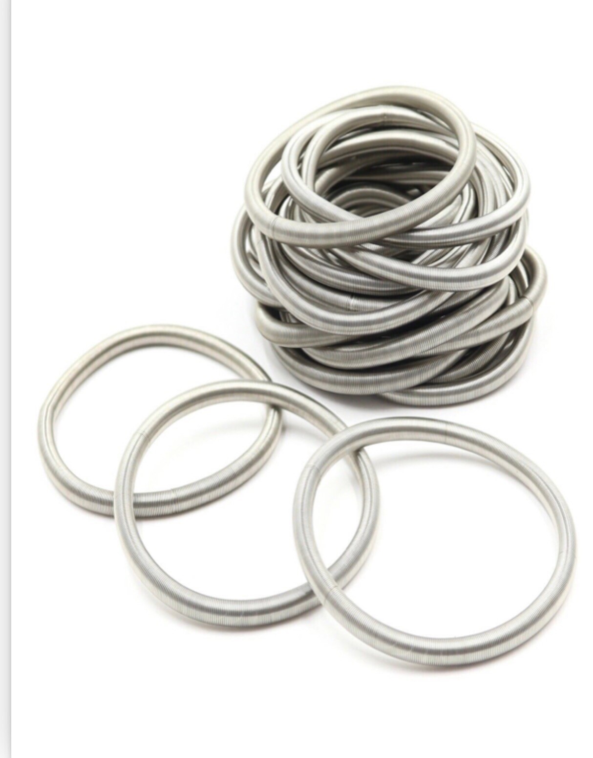 3 PCS 4.5mm Silver Guitar String Bracelet Set, Unisex, Coil Bracelets, Stackable