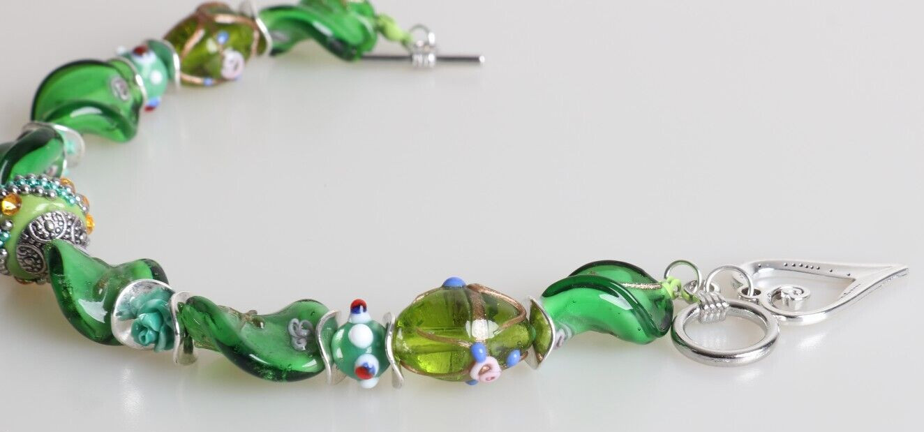 Pulsera Casual Para Mujeres Cuentas Verdes Piedras Preciosas Natural Cristal