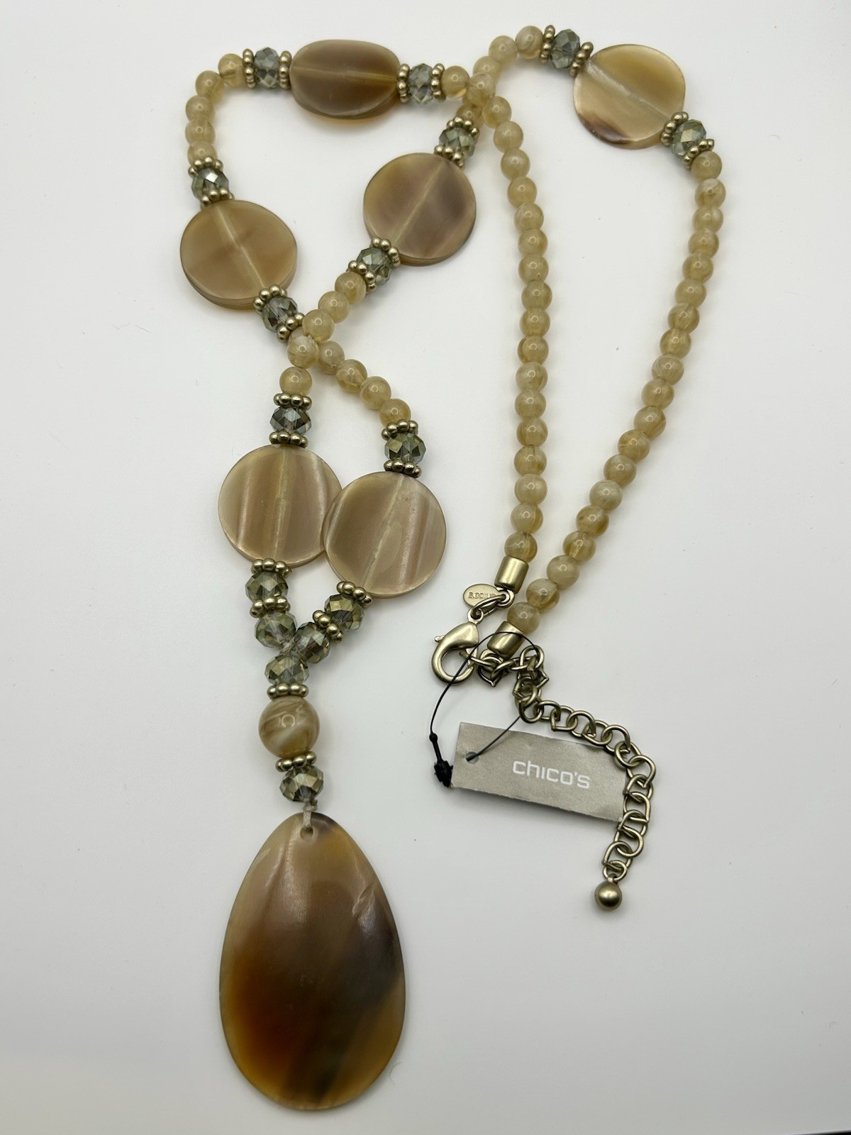 Chicos Six Necklace Lot Boho Beach Summer Stone Wood Beige Bib Bold Anniversary