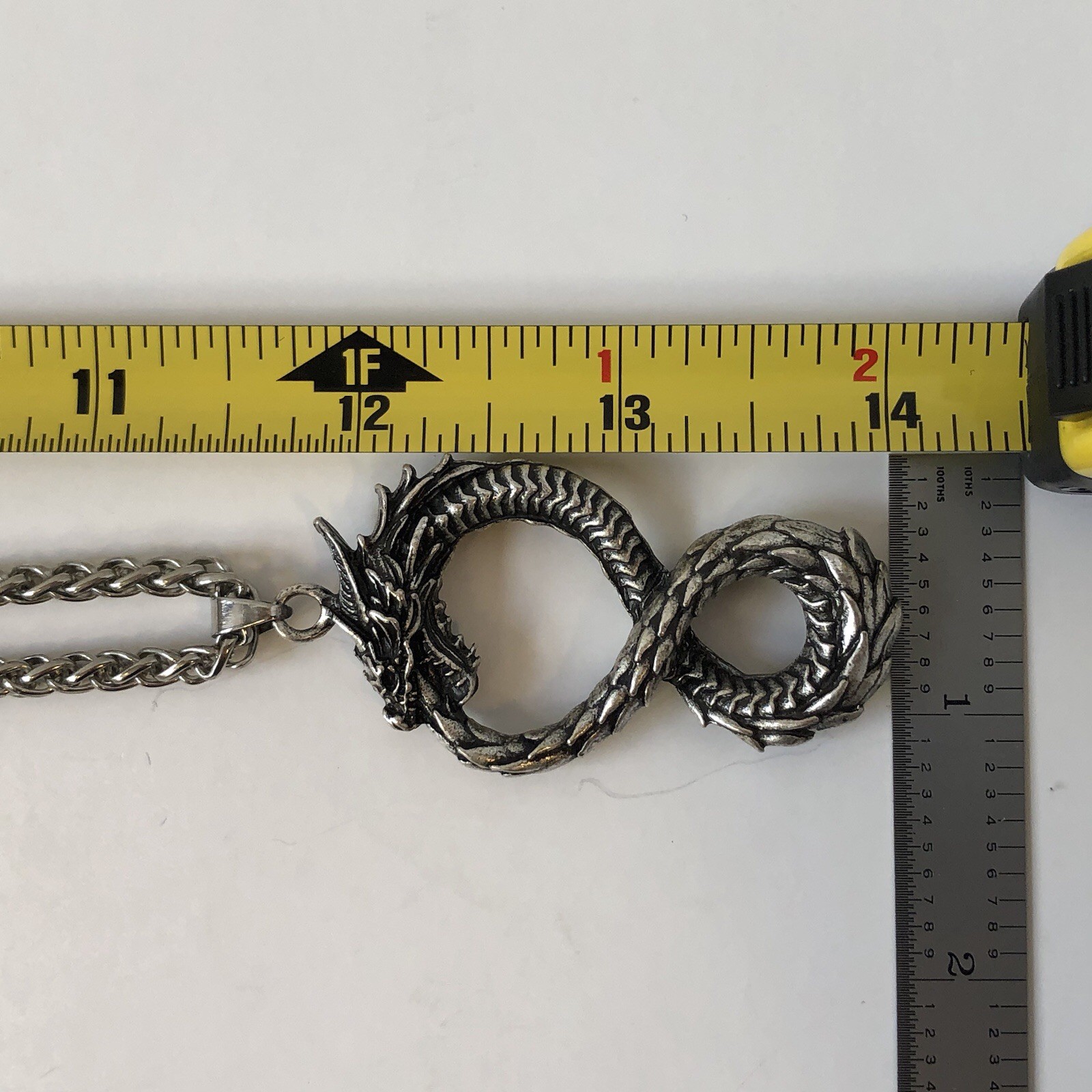 Gothic Viking Snake Dragon Pendant Necklace Nordic Ancient Mythology Tail NEW EX