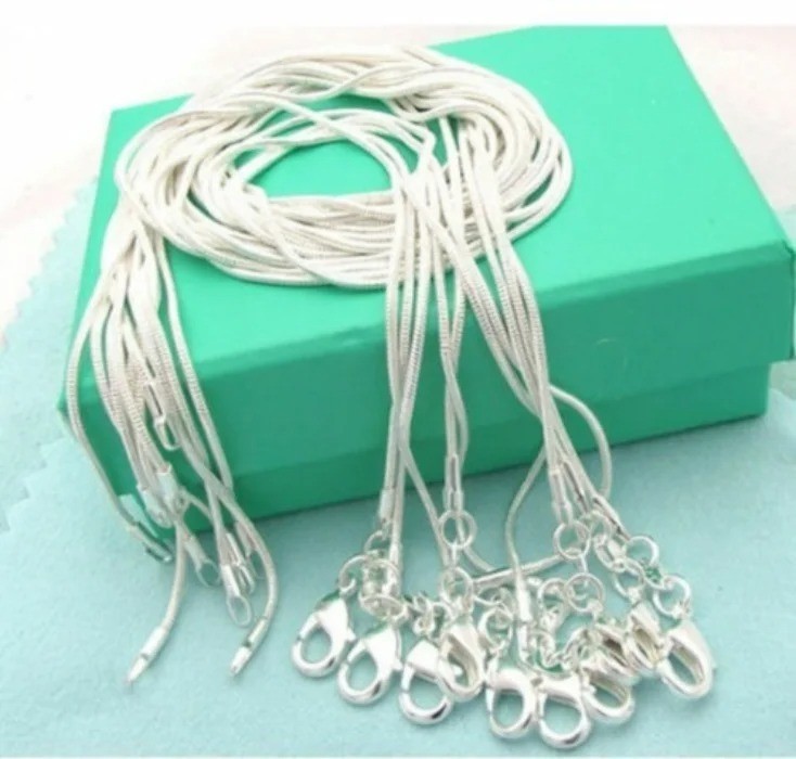 10PCS 925 Sterling Silver 1mm Snake Chain Necklace 16-30 Inch Wholesale