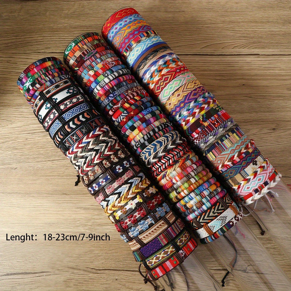 Random 24/36pcs Handmade Bracelets Wristband Tibetan Nepal Rope Boho Cuff Bangle