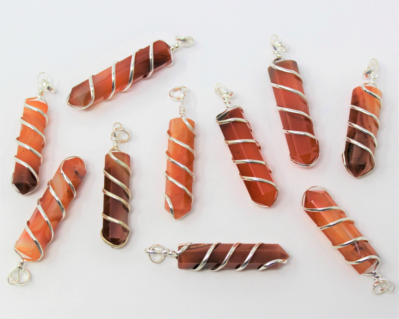 Carnelian Spiral Wrapped Point Pendant / Necklace (Carnelian Point Pendant)