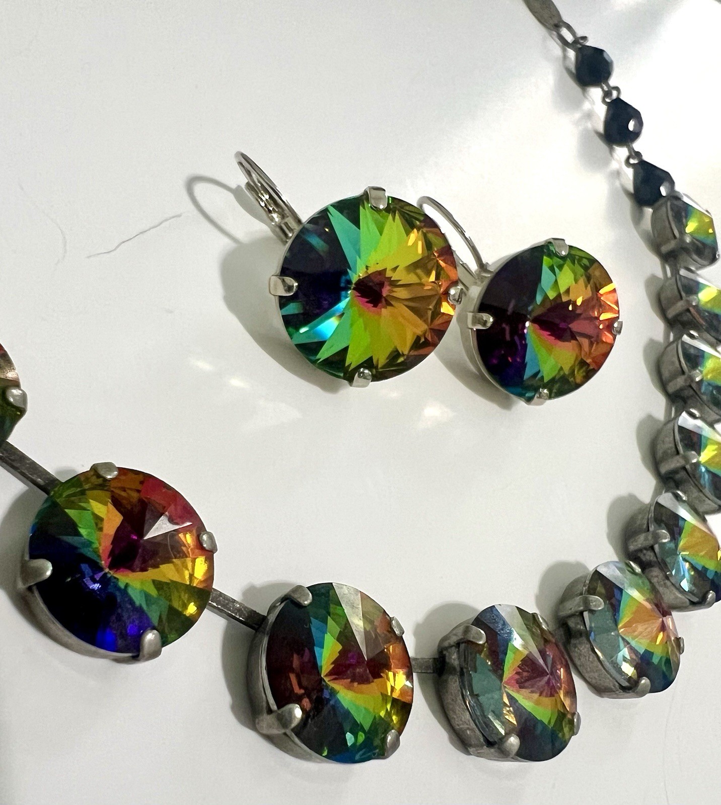 Sabika Austrian Crystal Watermelon Rivoli Necklace & Earrings Manhattan W 2012