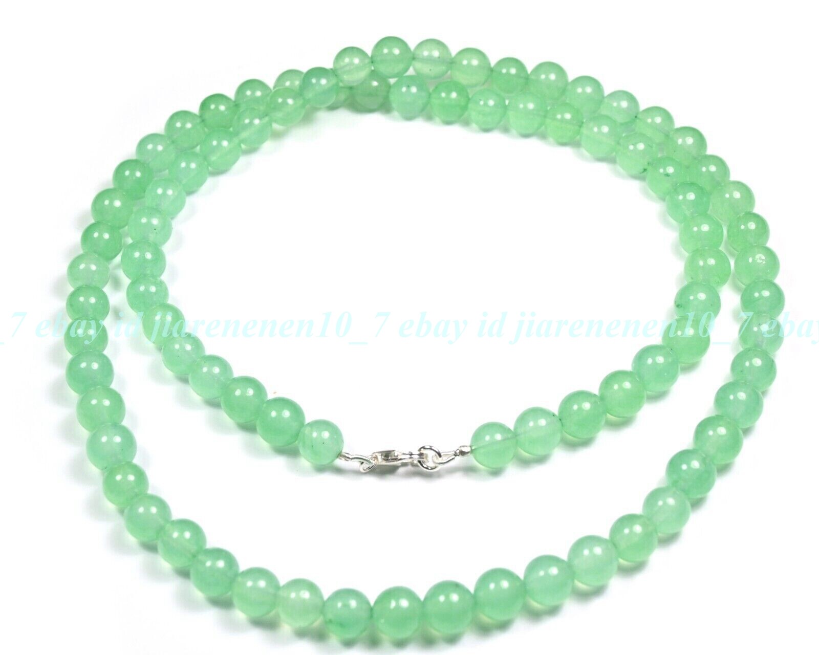 8mm Ligth Green Jade Smooth Round Gemstone Beads Unisex Handmade Necklace 16-28″