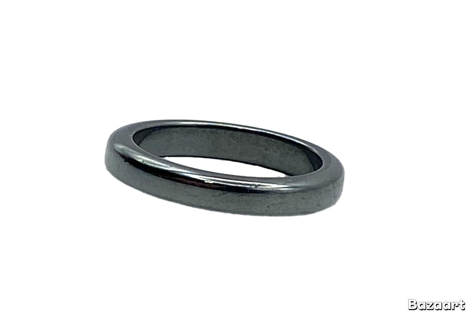 Hematite Unisex Ring Grounding Stone Protection & Stability Thick Band Sz 7.75