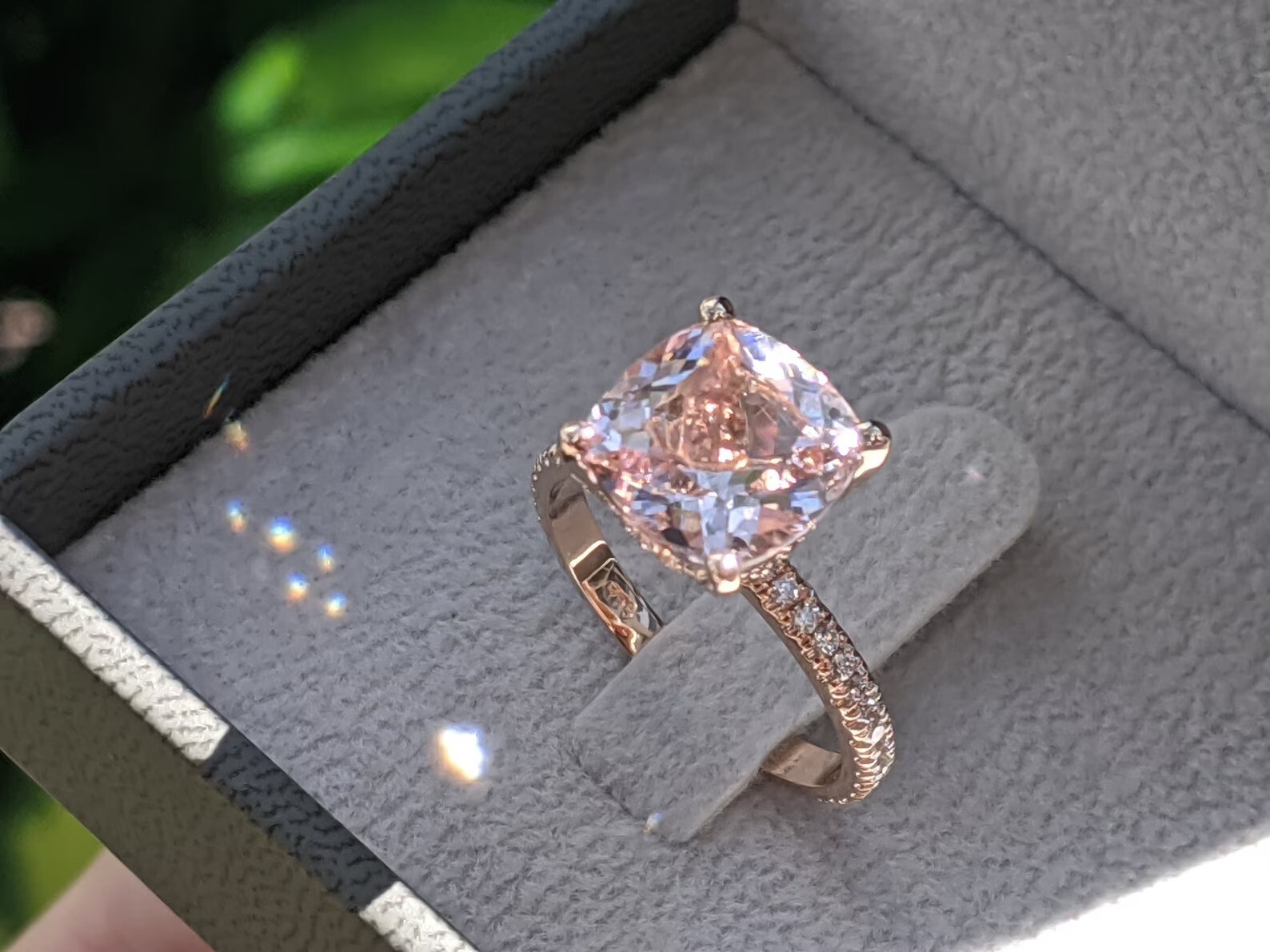 Silver Engagement Ring Morganite Art Deco Bridal’s Wedding Ring Gift For Her