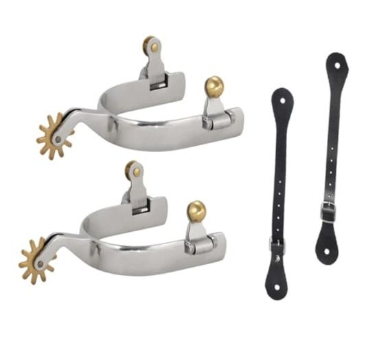 Western Cowboy Spurs, Paired with 6 Holes Spurs Belt, Western Cowboy Spurs