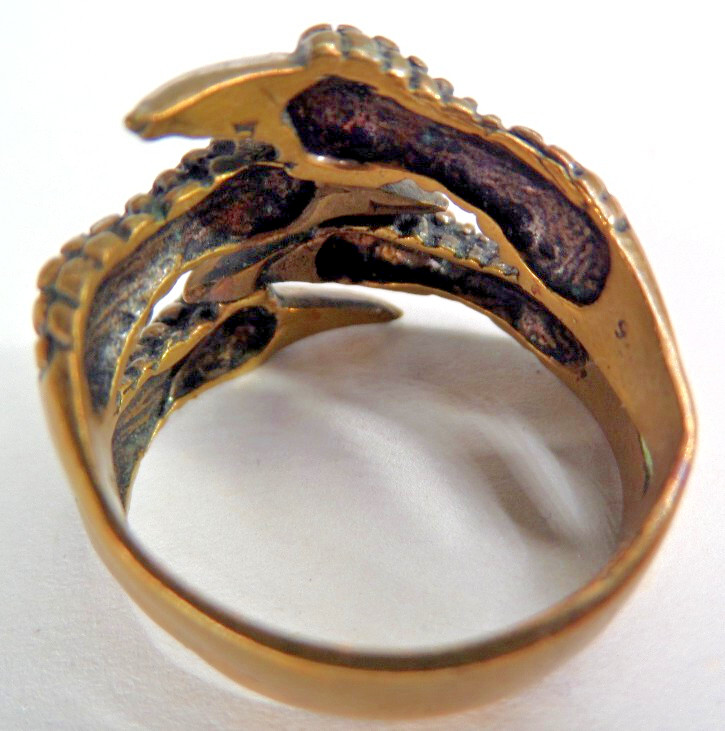 Dragon, Reptile, Claw Ring, Renaissance, Halloween, Fashion, Gold Color Sz 9
