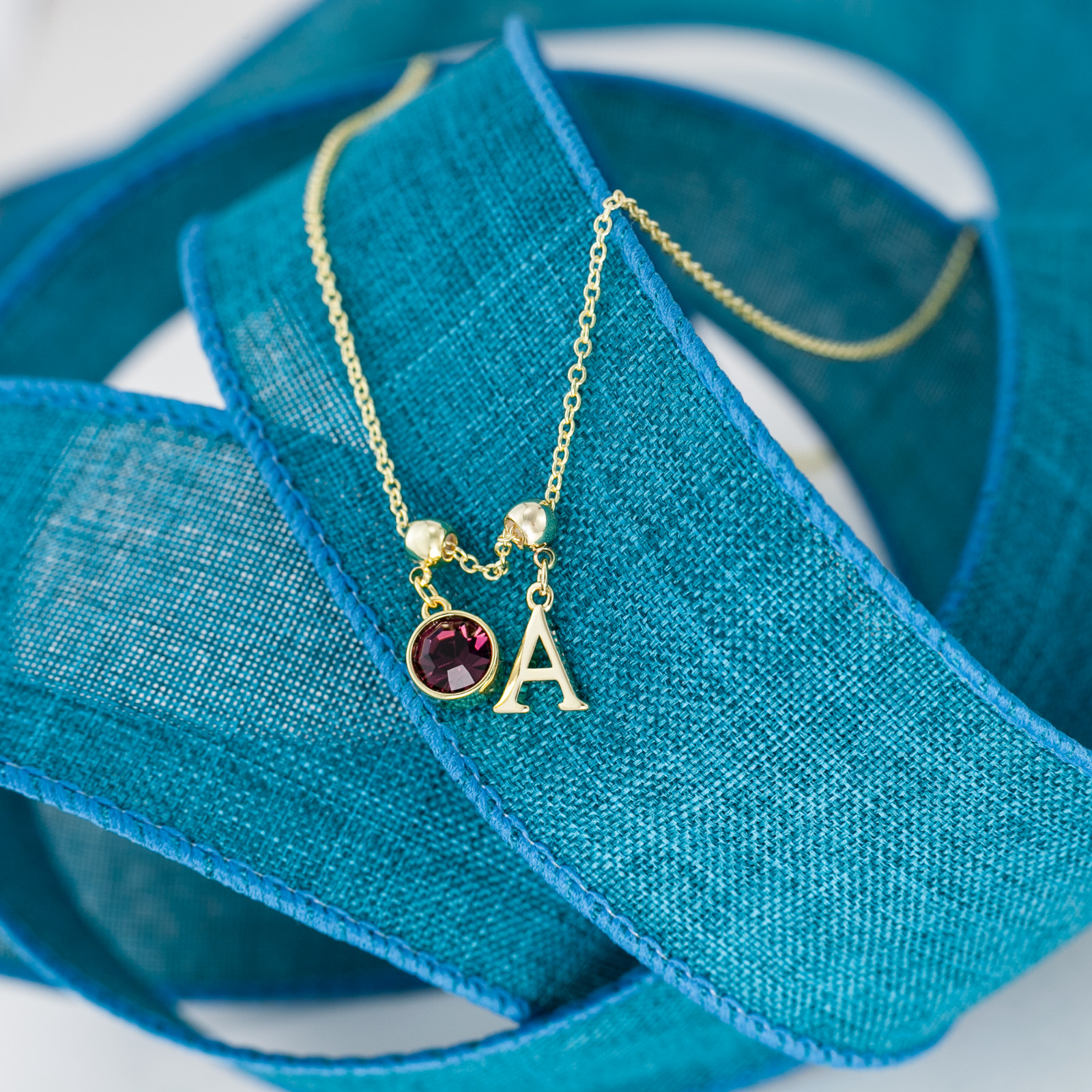 Birthstone & Initial Charms Necklace Personalized for You in Gold or Silver