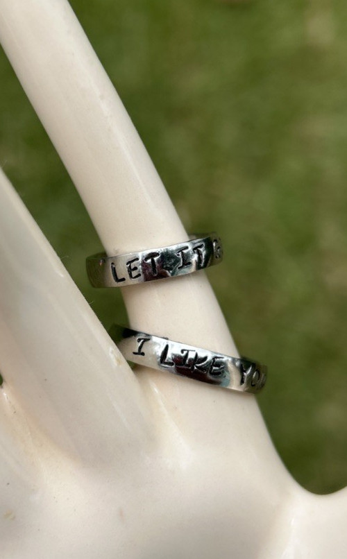 4mm Personalized Hand Stamped Stainless Steel Rings