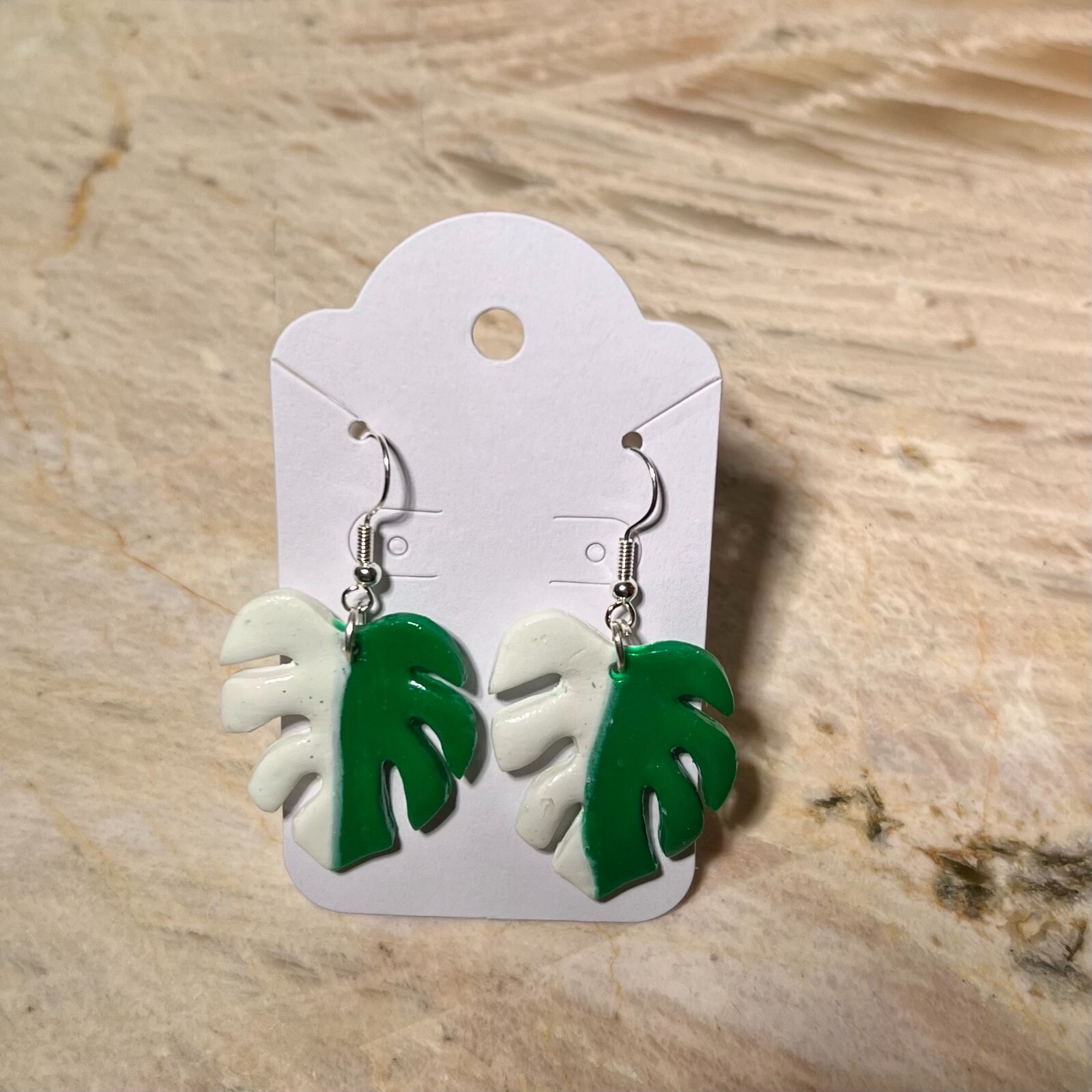 MONSTERA CLAY EARRINGS HANDMADE, GLAZED GREAT GIFT IDEA (SELECT FROM PHOTOS) #1
