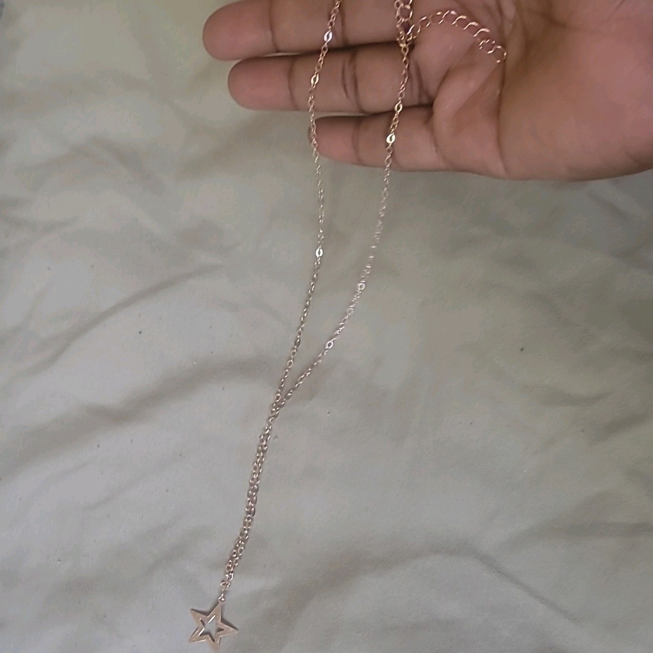 Gold Tone Star Charm Pendant Necklace, Cable Chain, Stars & Sky Theme