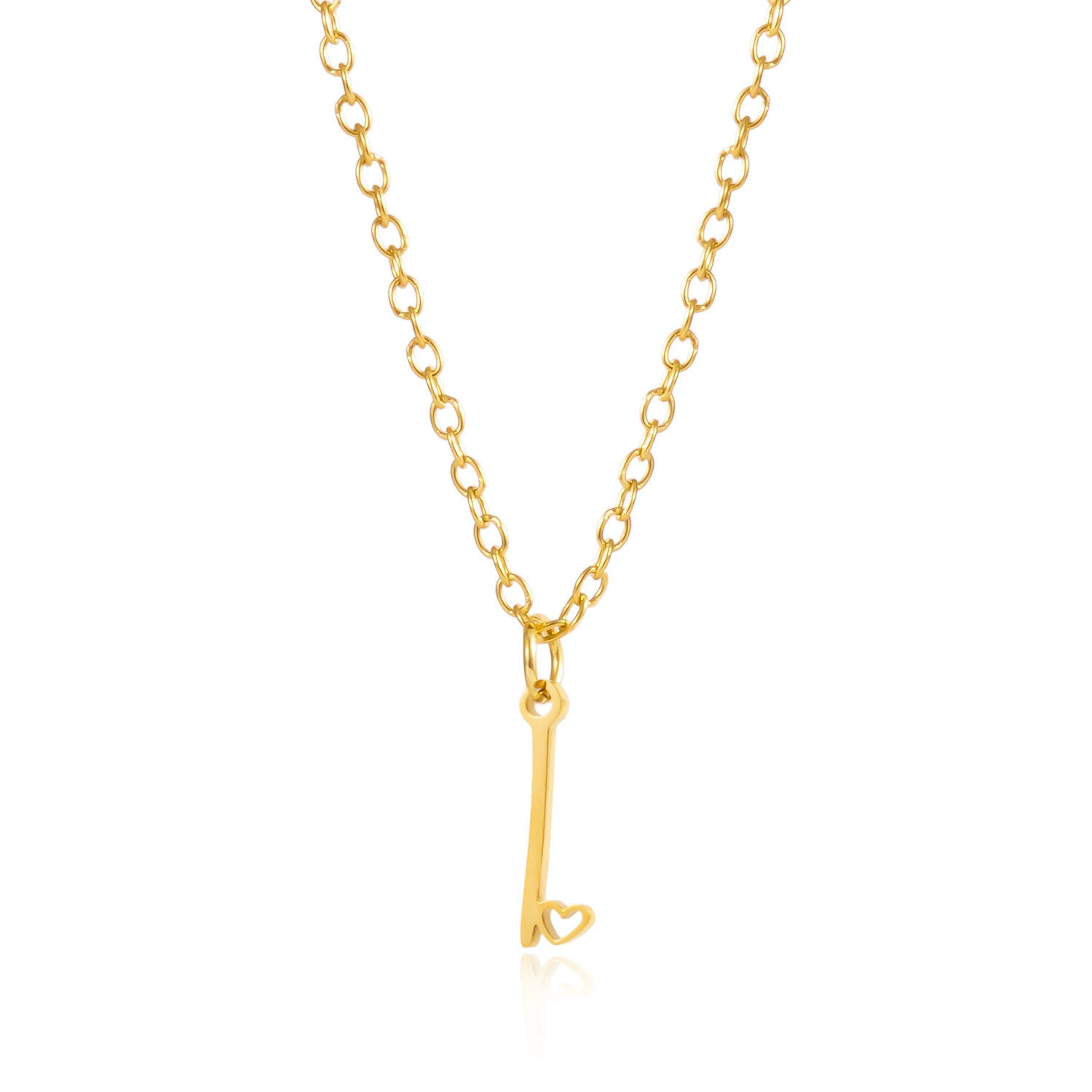 Initial Letter Pendant Necklace Stainless Steel Gold Color Women Jewelry