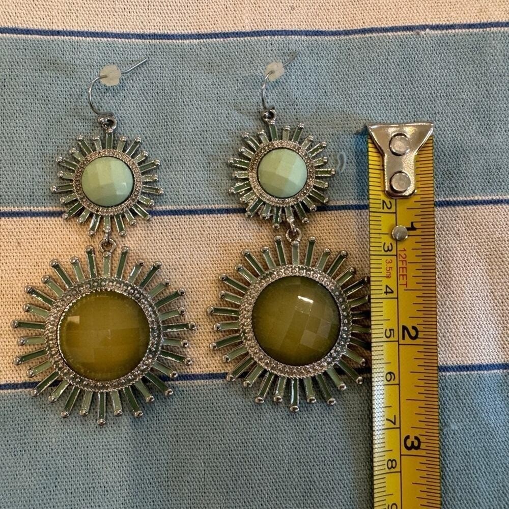 Starburst Teal and Silver Earrings – Never Worn!