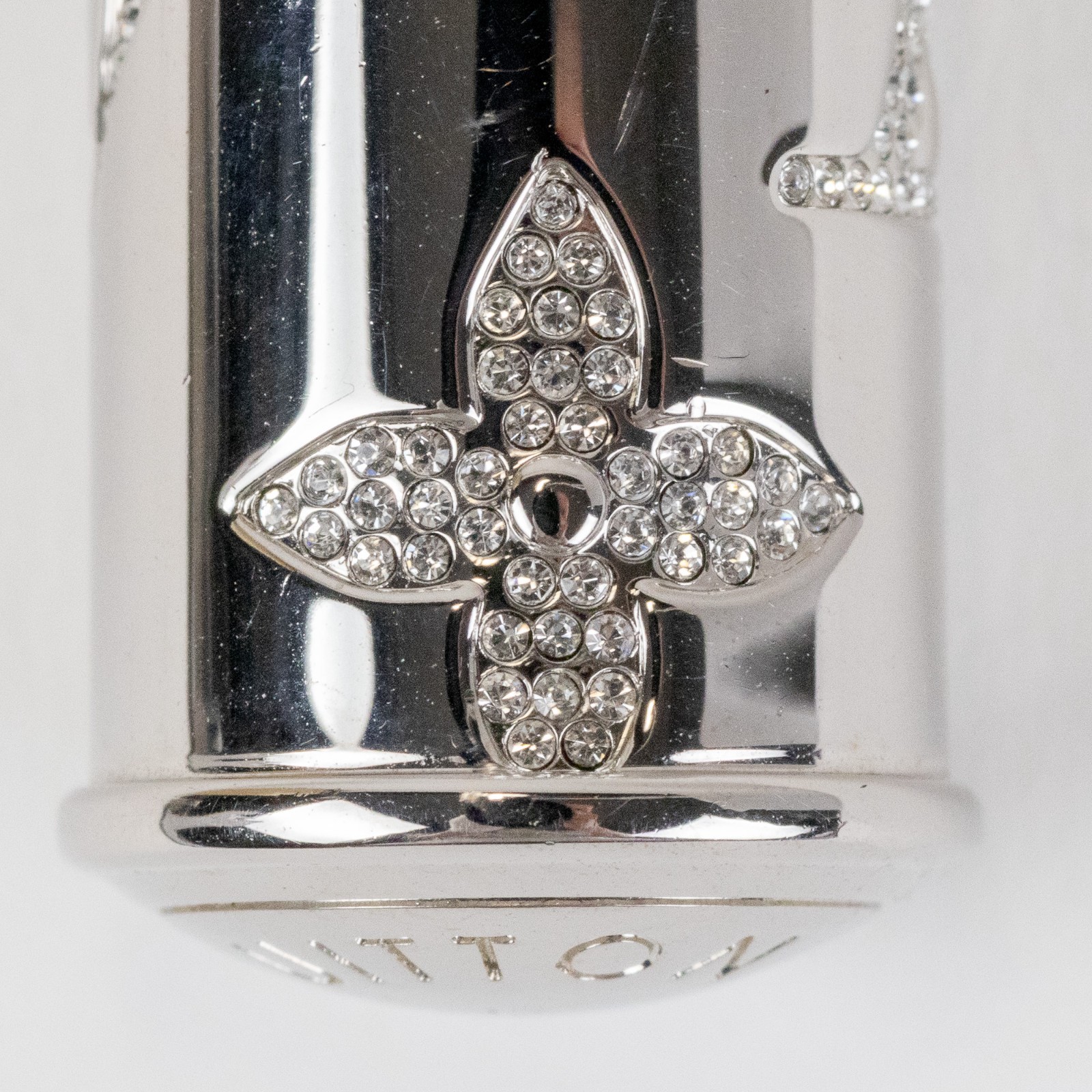 Louis Vuitton Monogram Strass Pill Case Pendant M68248 Silver Plate LV Auth Men