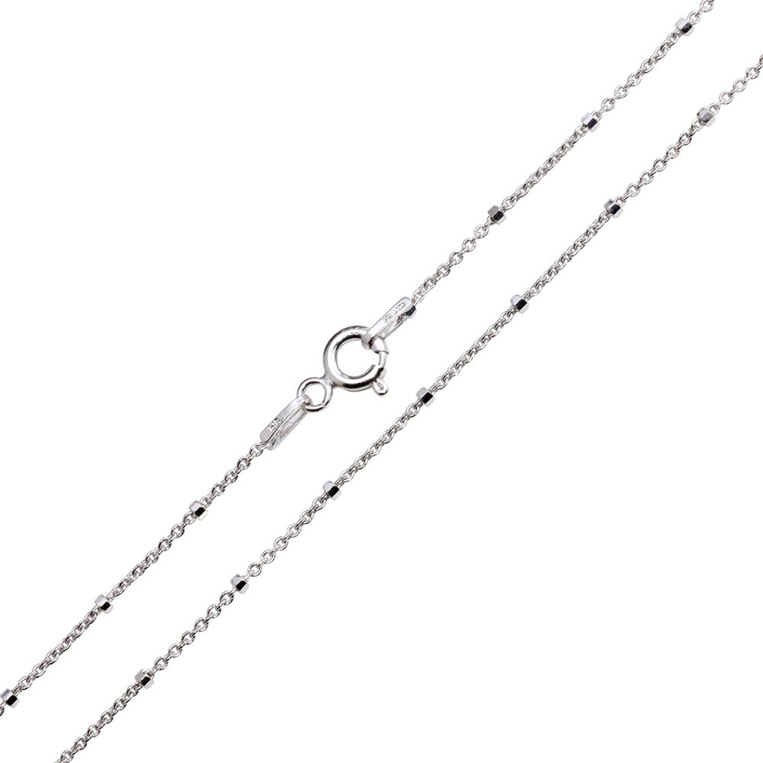 Sterling Silver 925 Italian Diamond Cut Beaded 1.4 mm Chain Necklace Z15