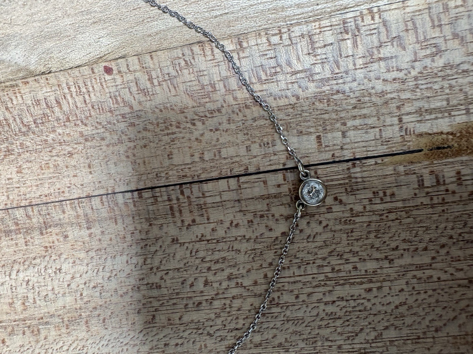 14K White Gold Diamond Bezel Necklace