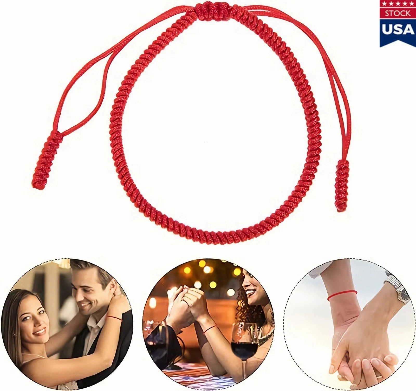 4PCS Black Tibetan Lucky String Bracelet Woven Braided Adjustable Men Women Gift