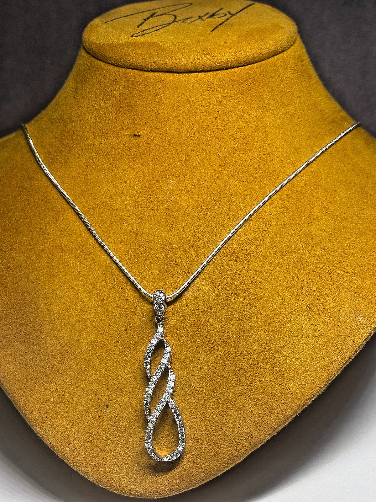 Sterling Silver CZ Infinity Pendant Snake Chain Necklace 7.4g 20in