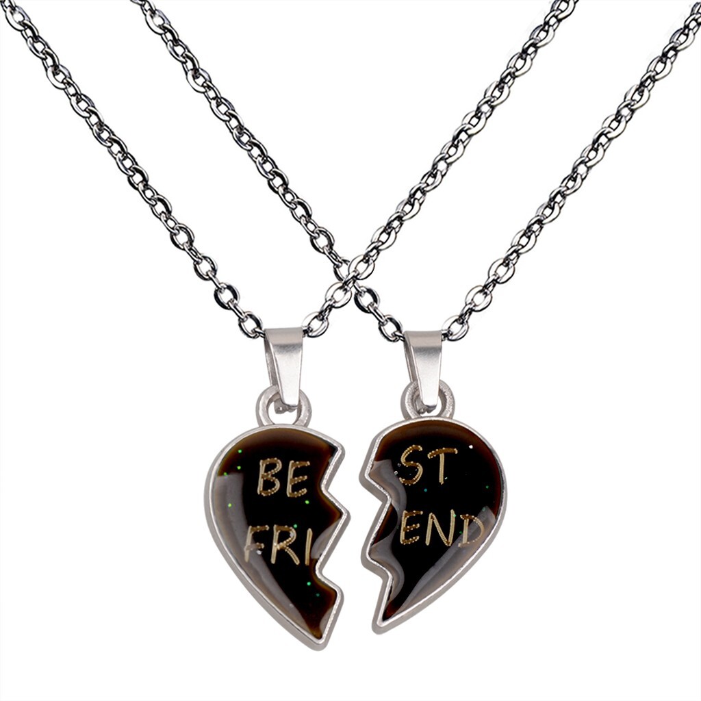 2Pcs/Set Temperature Sensing Color Changing Mood Tracker Best Friends Necklace