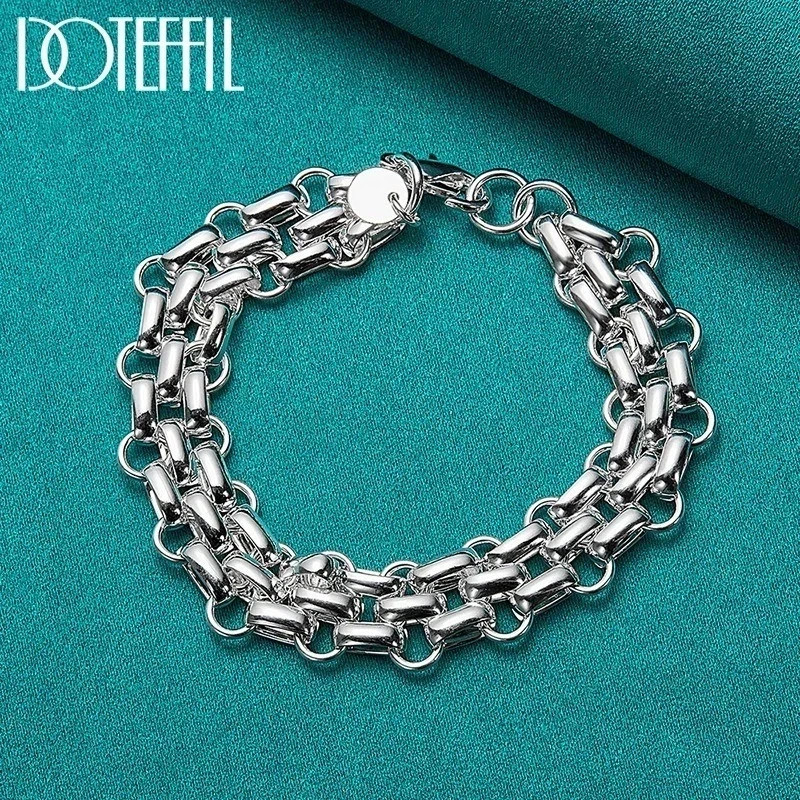 925 Sterling Silver Chain Bracelet for Women Men Solid Charms Party Wedding Gift