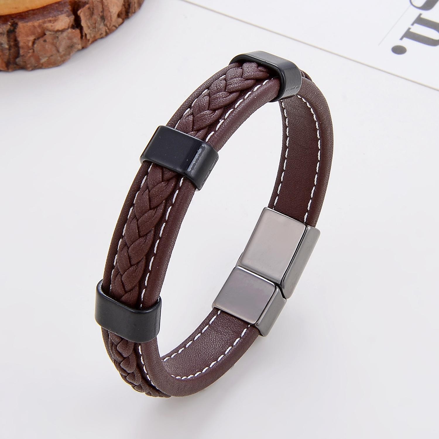 Classic Braided Leather Bracelet for Women & Men – Zinc Alloy Clasp Jewelry