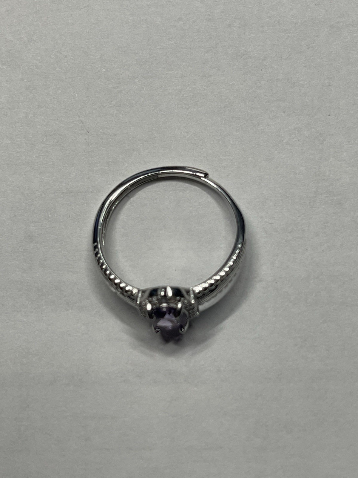 Adjustable 6 7 8 9 10 Silver Band Ring Purple Amethyst S925 NEW