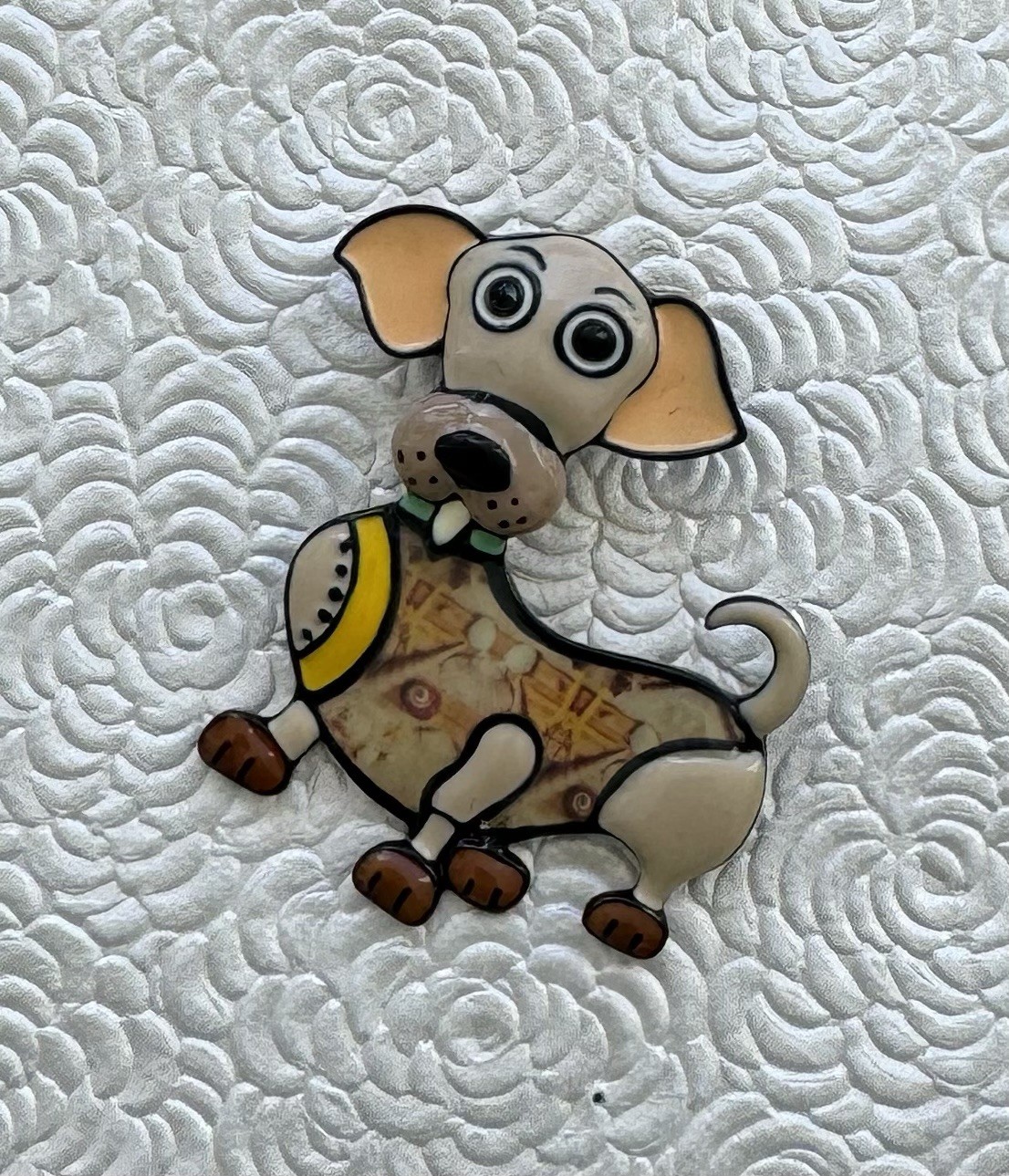 Dog Brooch pin enamel on metal