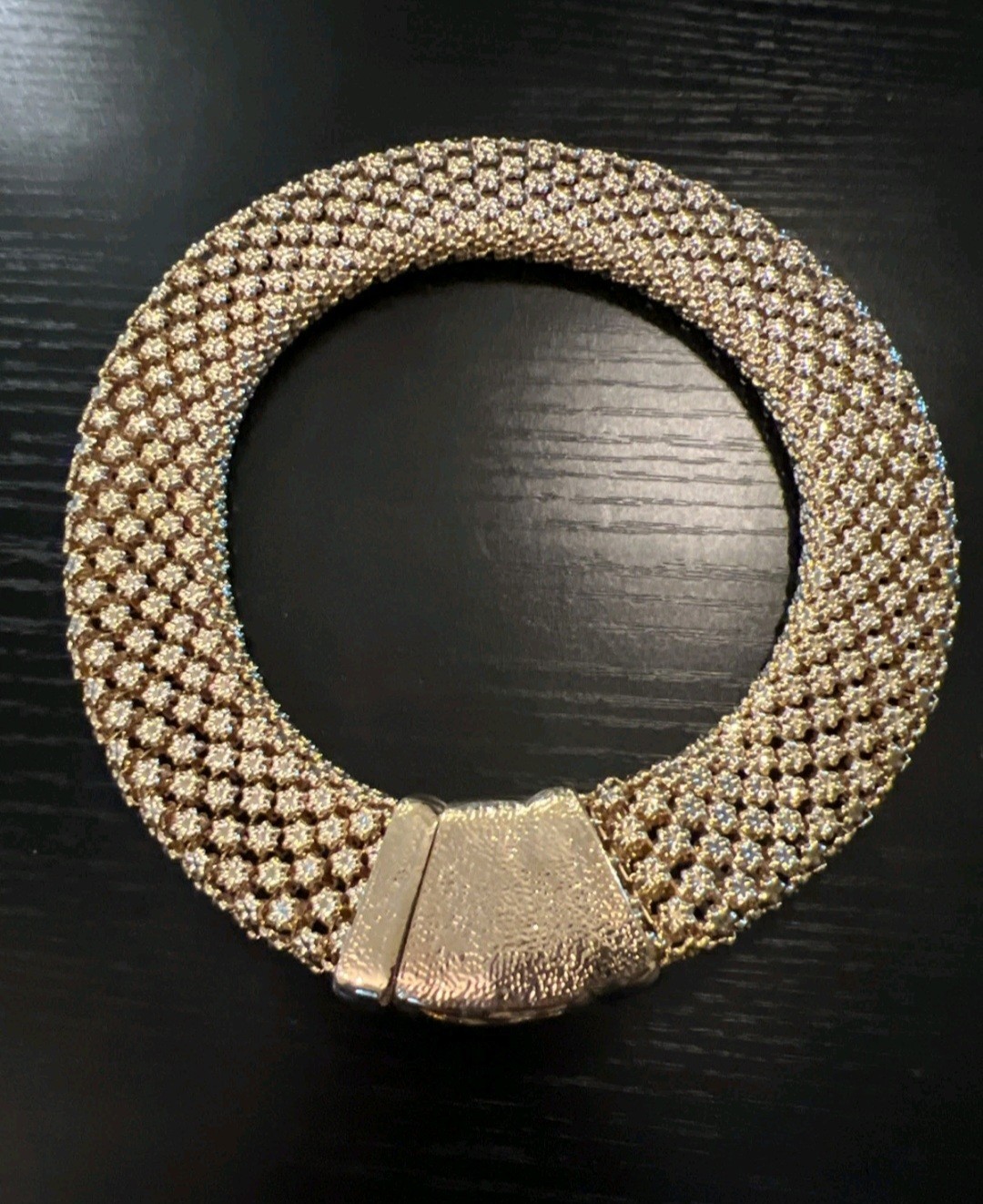 Gold Tone Mesh Necklace Bracelet & Clip-On Earrings Set Oval Orange Cabochons