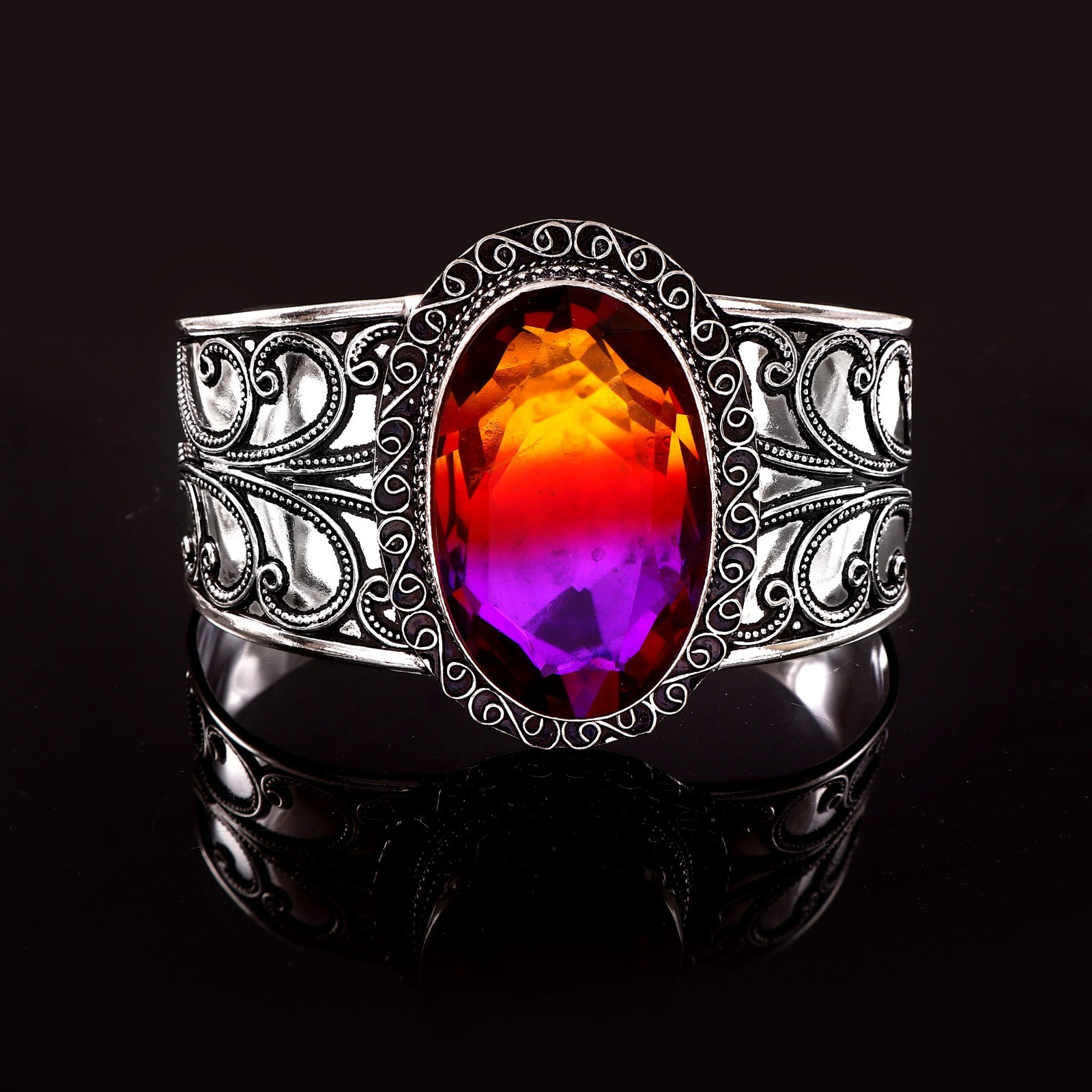 Handmade Ametrine Sterling Silver Cuff Bracelet