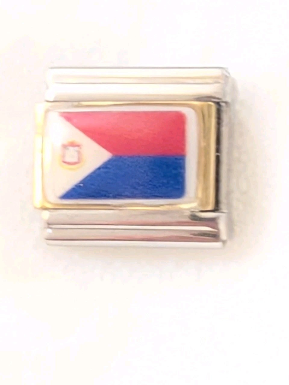 Authentic Casa D’Oro Philippines Flag Elite Enamel 9mm Link Italian Charm B109