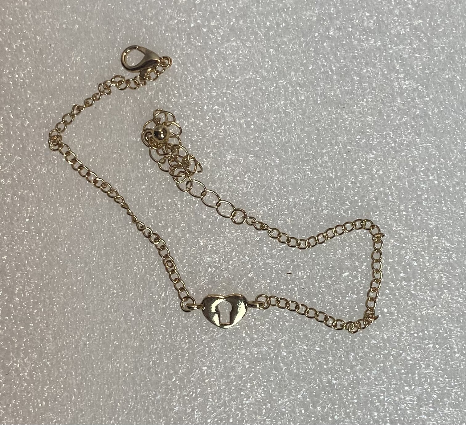 Ankle Jewelry Summer heart lock Anklet NWOT Adjustable 8.5 11.5 in Gold tone