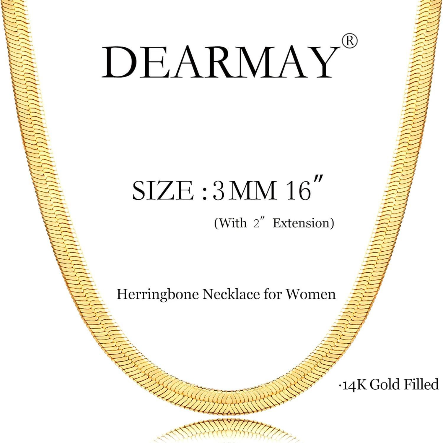 14K Gold Plated Herringbone Necklaces for Women, Dainty Gold Snake Choker Chain