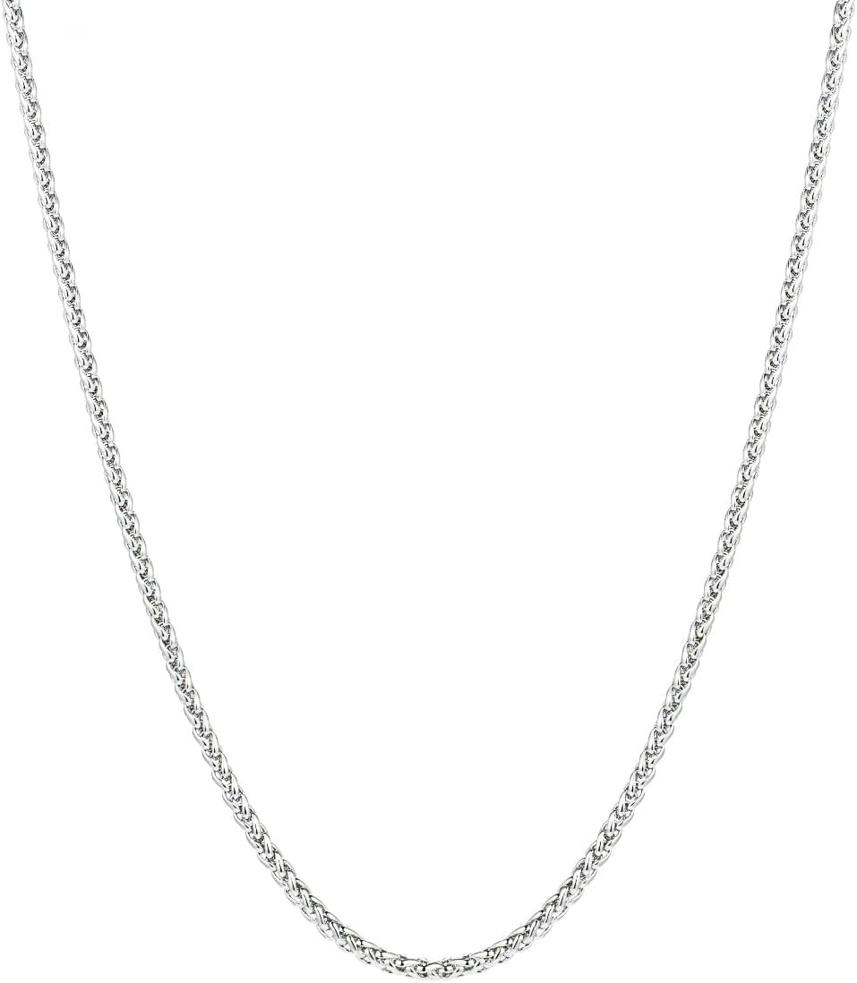 Silver Stainless Steel Wheat Chain Necklace Men Jewelry 2.5mm3mm4mm
