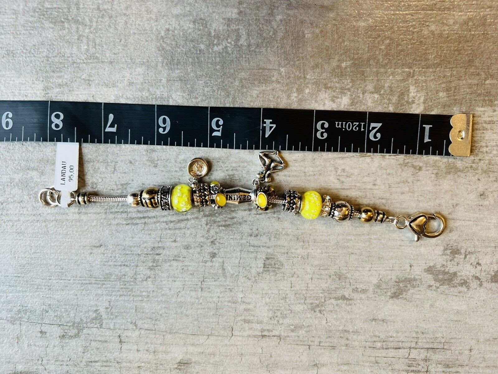 $95 LANDAU Charm Bracelet Enamel Glass Beads GEMINI Horoscope NEW Designer Gift